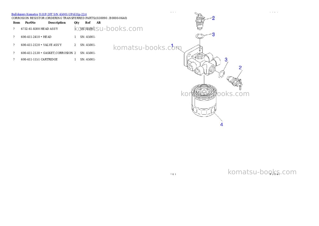 Komatsu d31p-20t s/n 45001-up Parts catalog cover