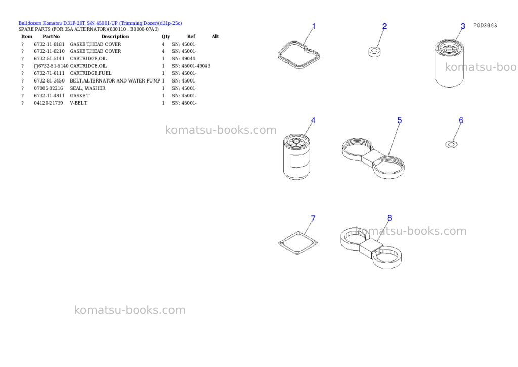 Komatsu D31P-20T S/N 45001-UP (Trimming Dozer) Parts catalog cover Page 10