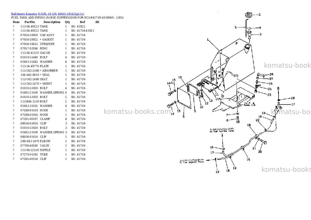 Komatsu d31pl-18 s/n 40001-up Parts catalog cover Page 3 Komatsu d31pl-18 s/n 40001-up Parts catalog cover Page 3