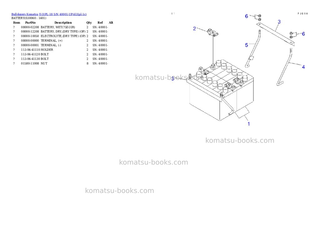 Komatsu d31pl-18 s/n 40001-up Parts catalog cover Page 5 Komatsu d31pl-18 s/n 40001-up Parts catalog cover Page 5