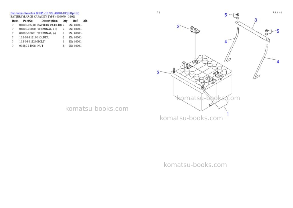 Komatsu d31pl-18 s/n 40001-up Parts catalog cover Page 6 Komatsu d31pl-18 s/n 40001-up Parts catalog cover Page 6