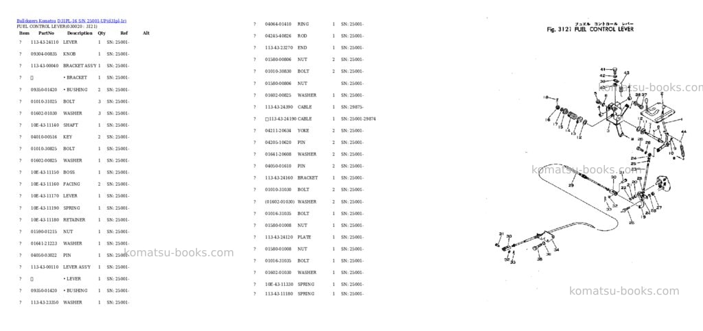 Komatsu d31pl-16 s/n 25001-up Parts catalog cover