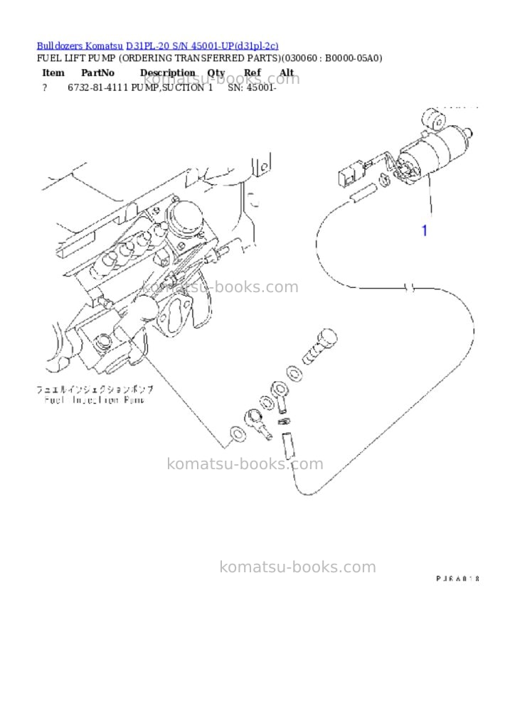 Komatsu D31PL-20 S/N 45001-UP Parts catalog cover Page 3 Komatsu D31PL-20 S/N 45001-UP Parts catalog cover Page 3