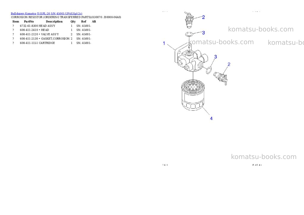 Komatsu D31PL-20 S/N 45001-UP Parts catalog cover Page 4 Komatsu D31PL-20 S/N 45001-UP Parts catalog cover Page 4