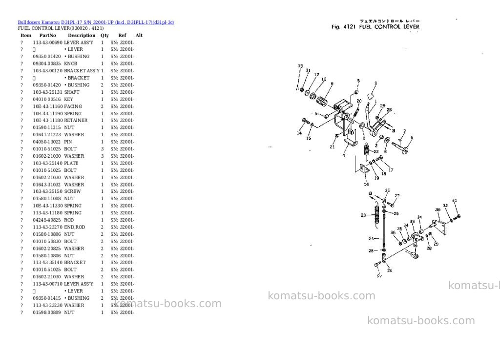 Komatsu d31pl-17 s/n 32001-up incl. d31pll-17 Parts catalog cover
