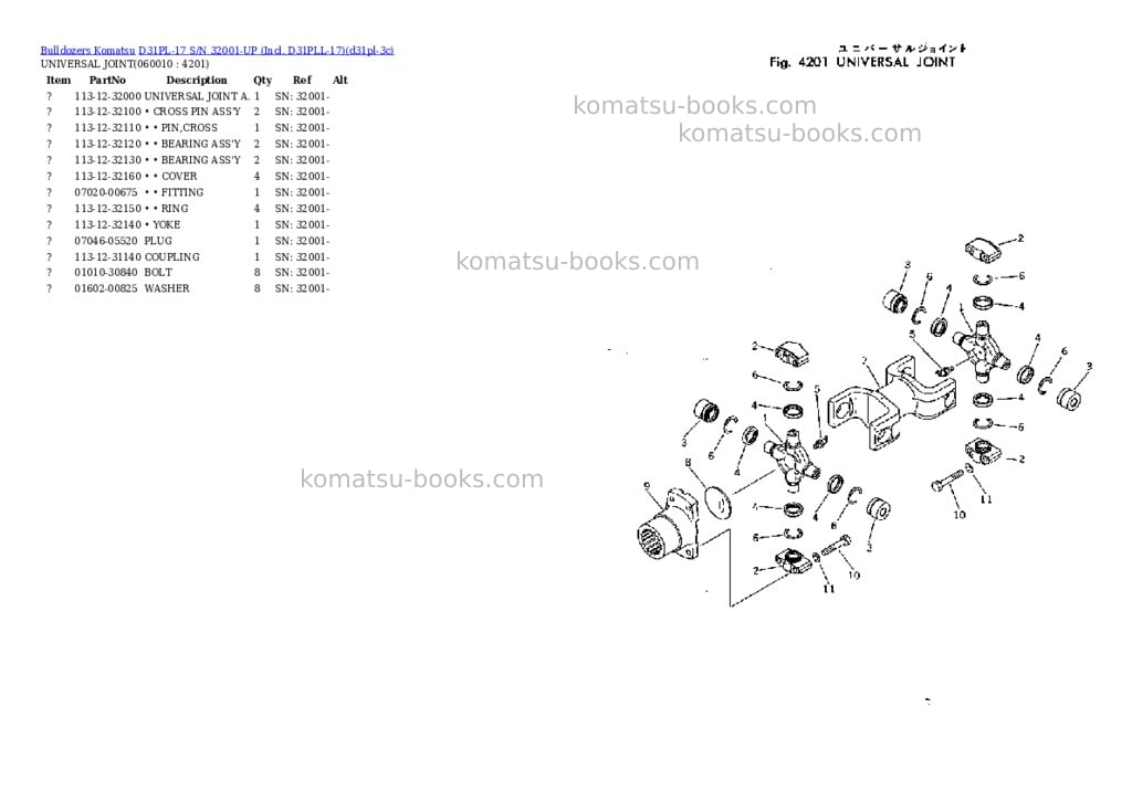 Komatsu d31pl-17 s/n 32001-up incl. d31pll-17 Parts catalog cover Page 10