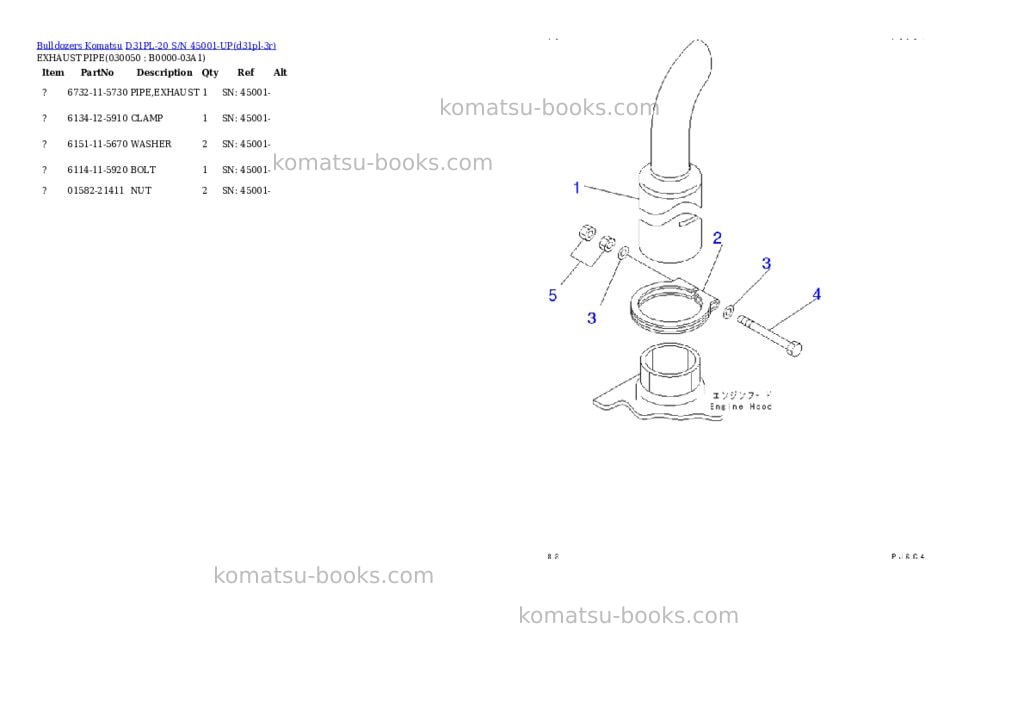 Komatsu d31pl-20 s/n 45001-up Parts catalog cover Page 4