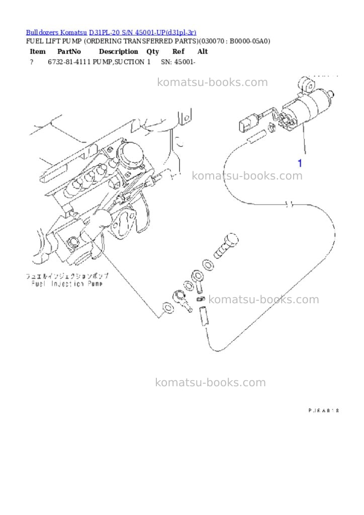 Komatsu d31pl-20 s/n 45001-up Parts catalog cover Page 6