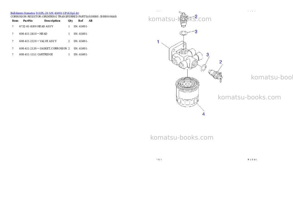 Komatsu d31pl-20 s/n 45001-up Parts catalog cover Page 7