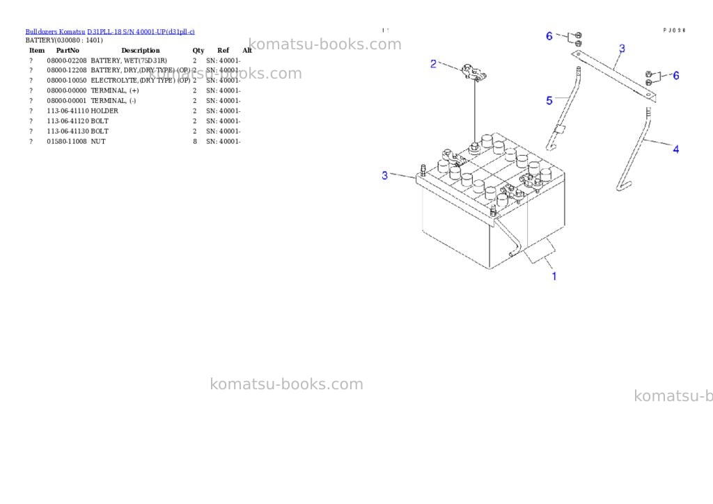 Komatsu D31PLL-18 S/N 40001-UP Parts catalog cover Page 7