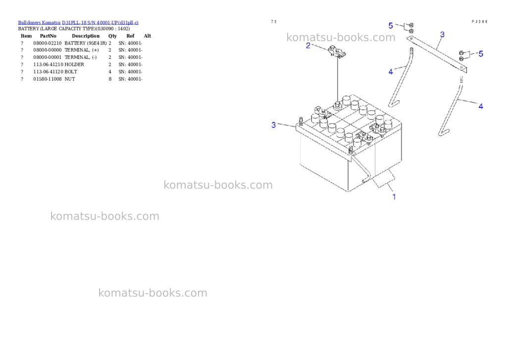 Komatsu D31PLL-18 S/N 40001-UP Parts catalog cover Page 8