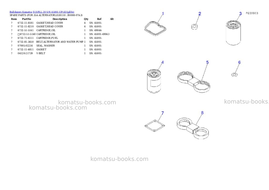 Komatsu D31PLL-20 S/N 45001-UP Parts catalog cover Page 10