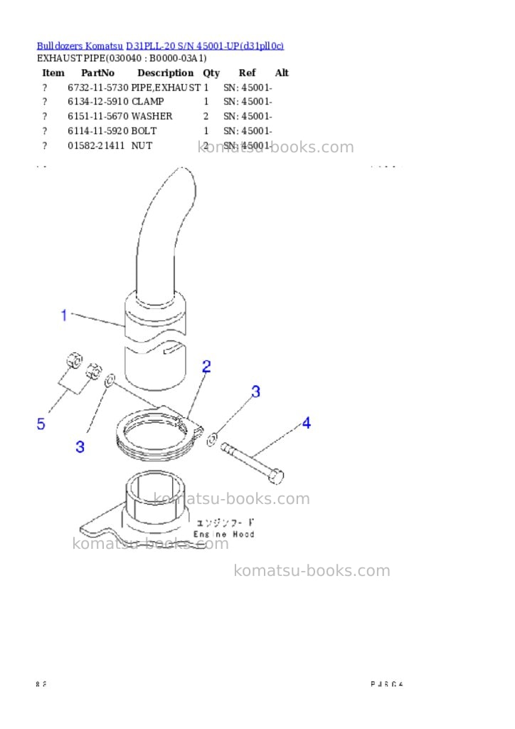 Komatsu D31PLL-20 S/N 45001-UP Parts catalog cover Page 3