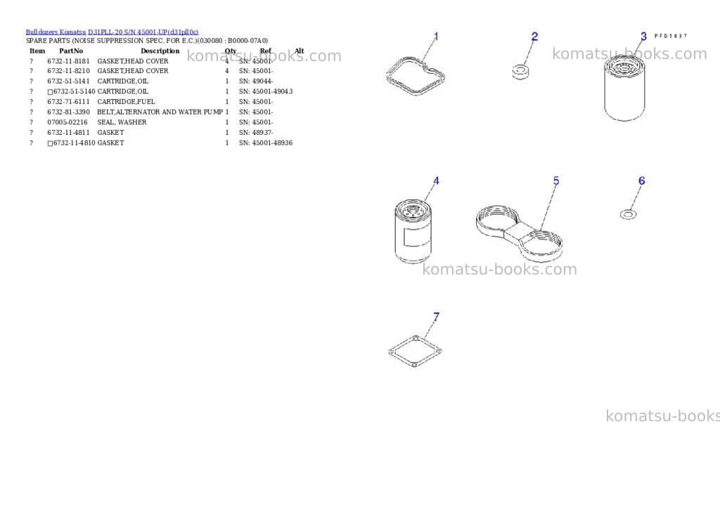 Komatsu D31PLL-20 S/N 45001-UP Parts catalog cover Page 7