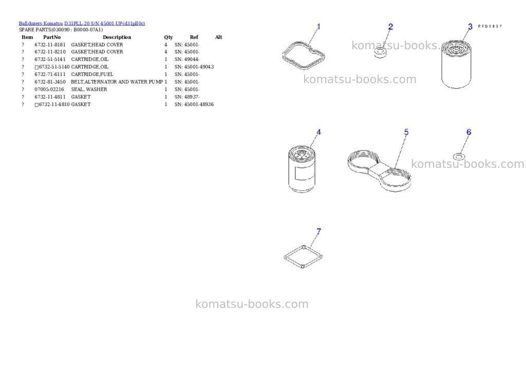 Komatsu D31PLL-20 S/N 45001-UP Parts catalog cover Page 8
