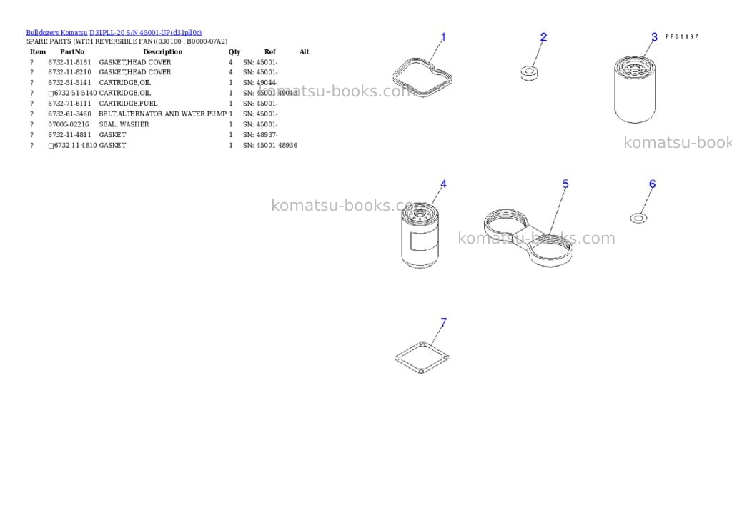 Komatsu D31PLL-20 S/N 45001-UP Parts catalog cover Page 9
