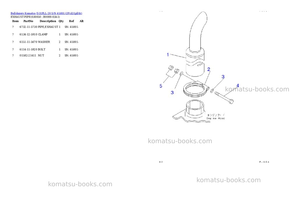 Komatsu d31pll-20 s/n 45001-up Parts catalog cover Page 4