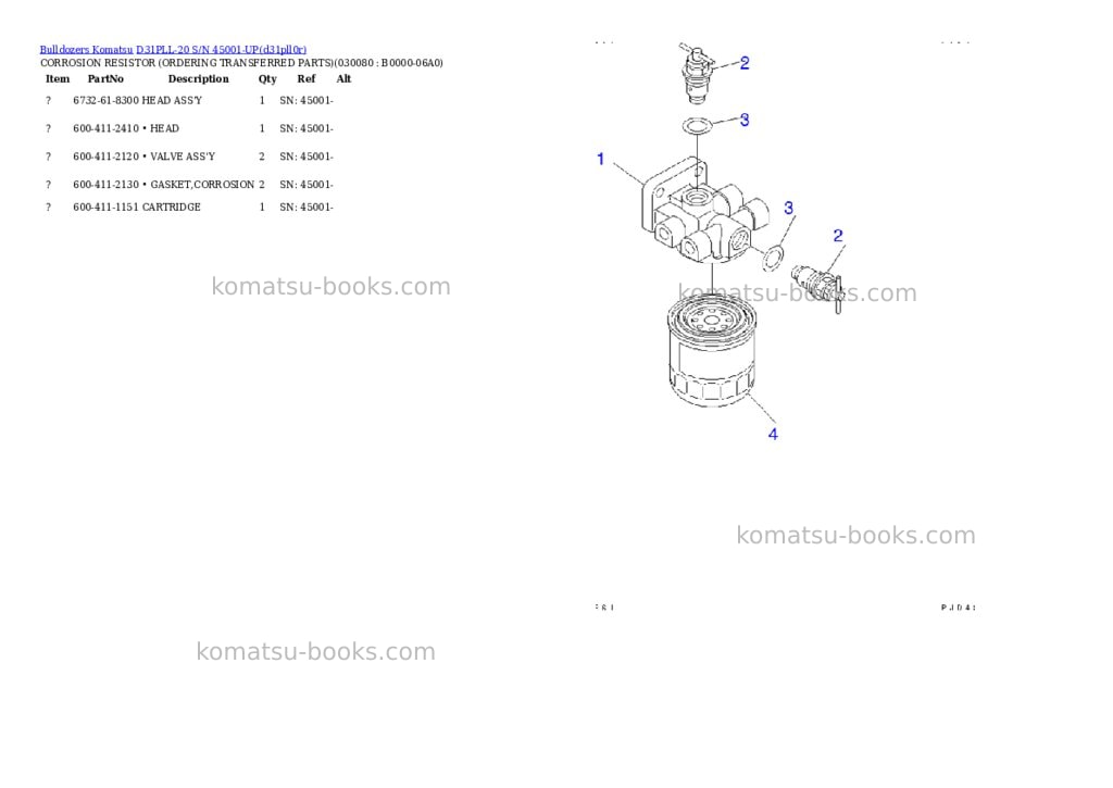 Komatsu d31pll-20 s/n 45001-up Parts catalog cover Page 7