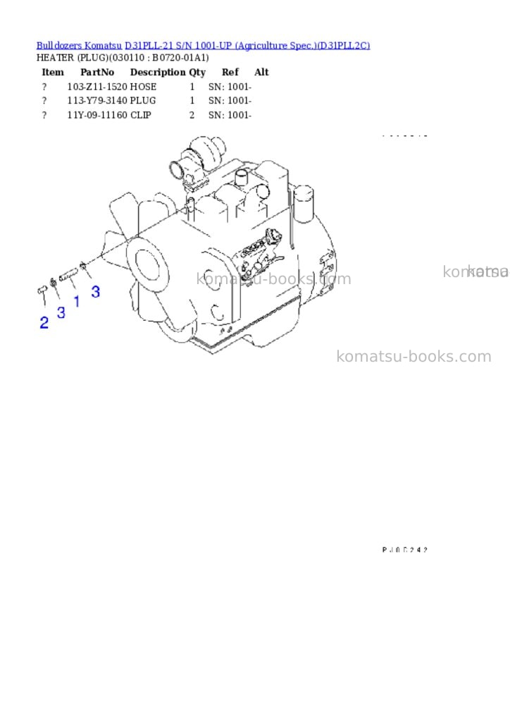 Komatsu D31PLL-21 S/N 1001-UP (Agriculture Spec.) Parts catalog cover Page 10