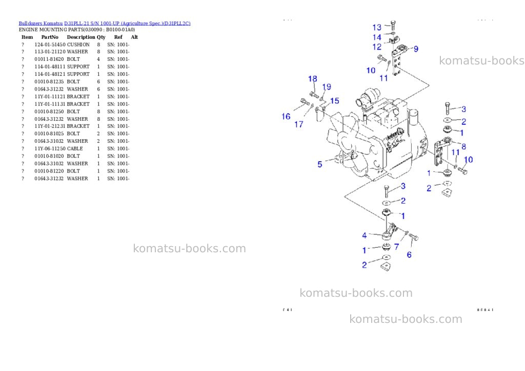 Komatsu D31PLL-21 S/N 1001-UP (Agriculture Spec.) Parts catalog cover Page 8