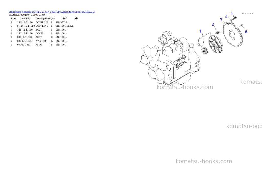 Komatsu D31PLL-21 S/N 1001-UP (Agriculture Spec.) Parts catalog cover Page 9
