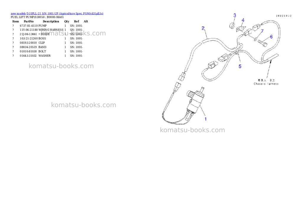 Komatsu D31PLL-21 S/N 1001-UP (Agriculture Spec. PSM) Parts catalog cover Page 2