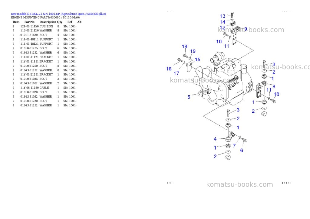 Komatsu D31PLL-21 S/N 1001-UP (Agriculture Spec. PSM) Parts catalog cover Page 6