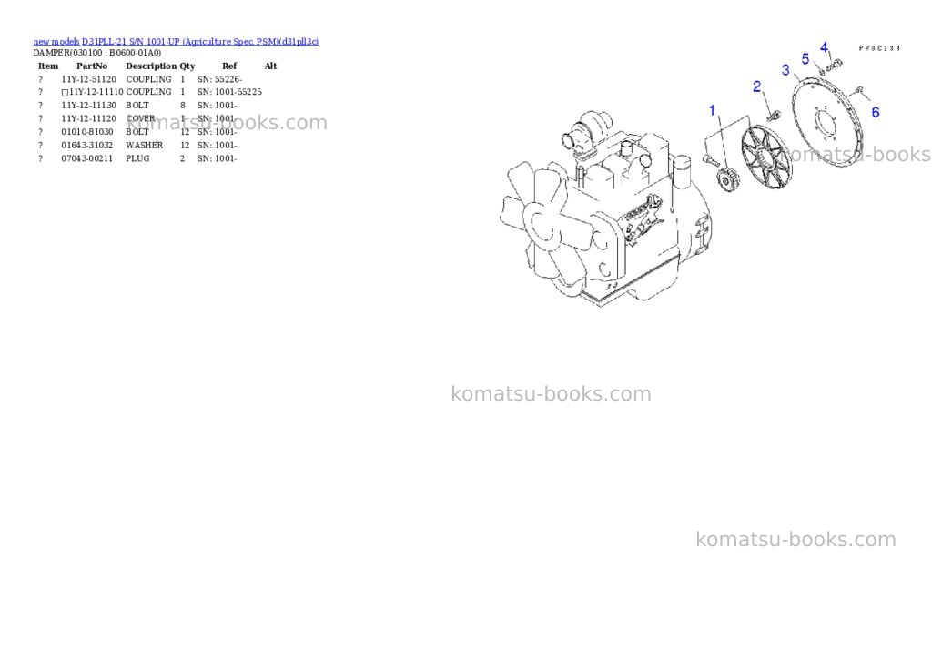 Komatsu D31PLL-21 S/N 1001-UP (Agriculture Spec. PSM) Parts catalog cover Page 7