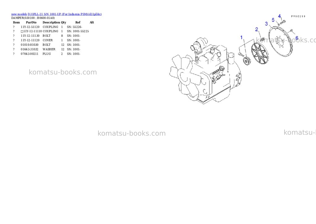 Komatsu D31PLL-21 S/N 1001-UP (For Indnesia PSM) Parts catalog cover Page 10