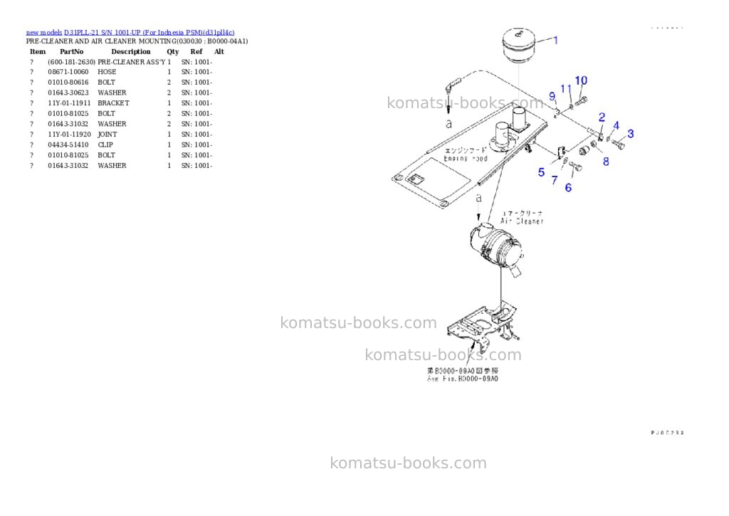 Komatsu D31PLL-21 S/N 1001-UP (For Indnesia PSM) Parts catalog cover Page 3