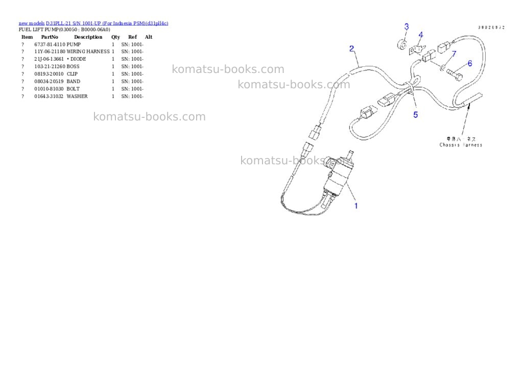 Komatsu D31PLL-21 S/N 1001-UP (For Indnesia PSM) Parts catalog cover Page 5