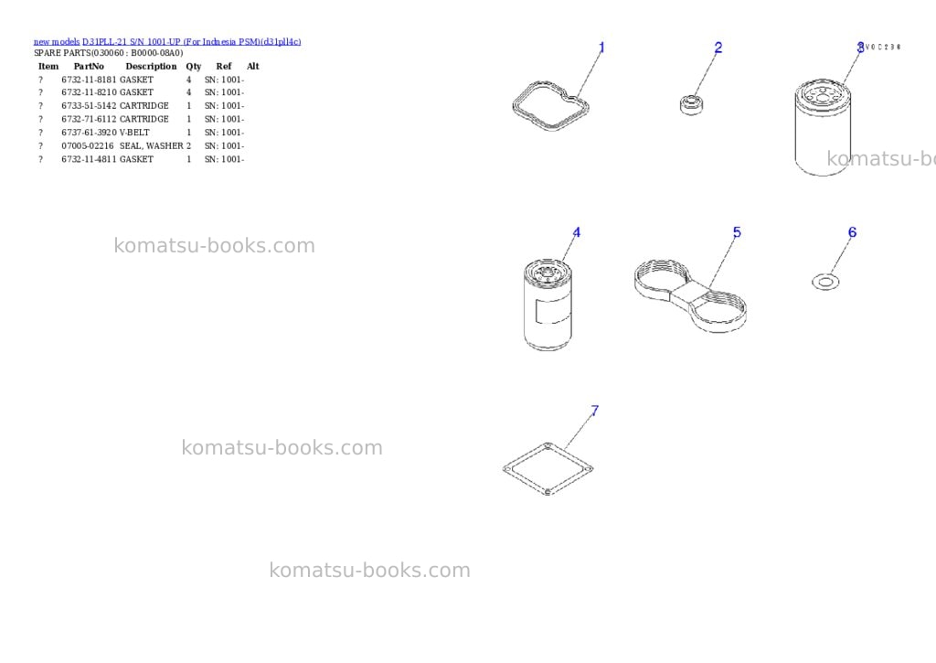 Komatsu D31PLL-21 S/N 1001-UP (For Indnesia PSM) Parts catalog cover Page 6