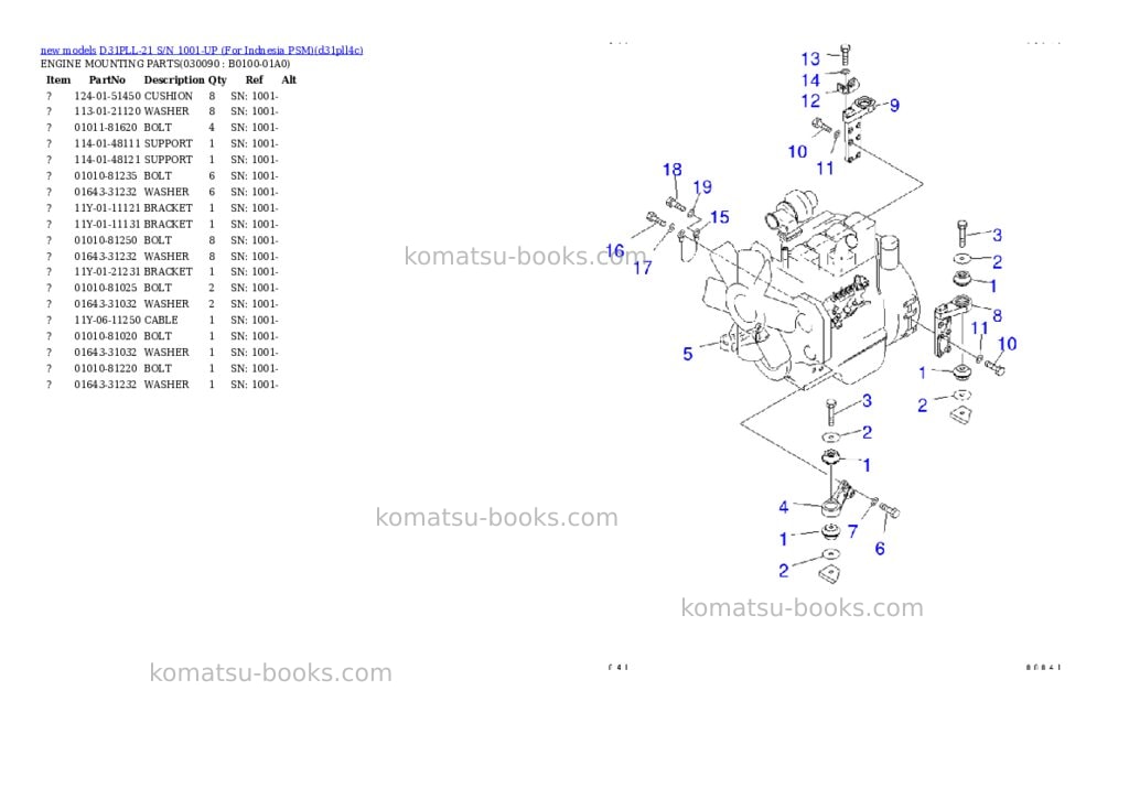 Komatsu D31PLL-21 S/N 1001-UP (For Indnesia PSM) Parts catalog cover Page 9