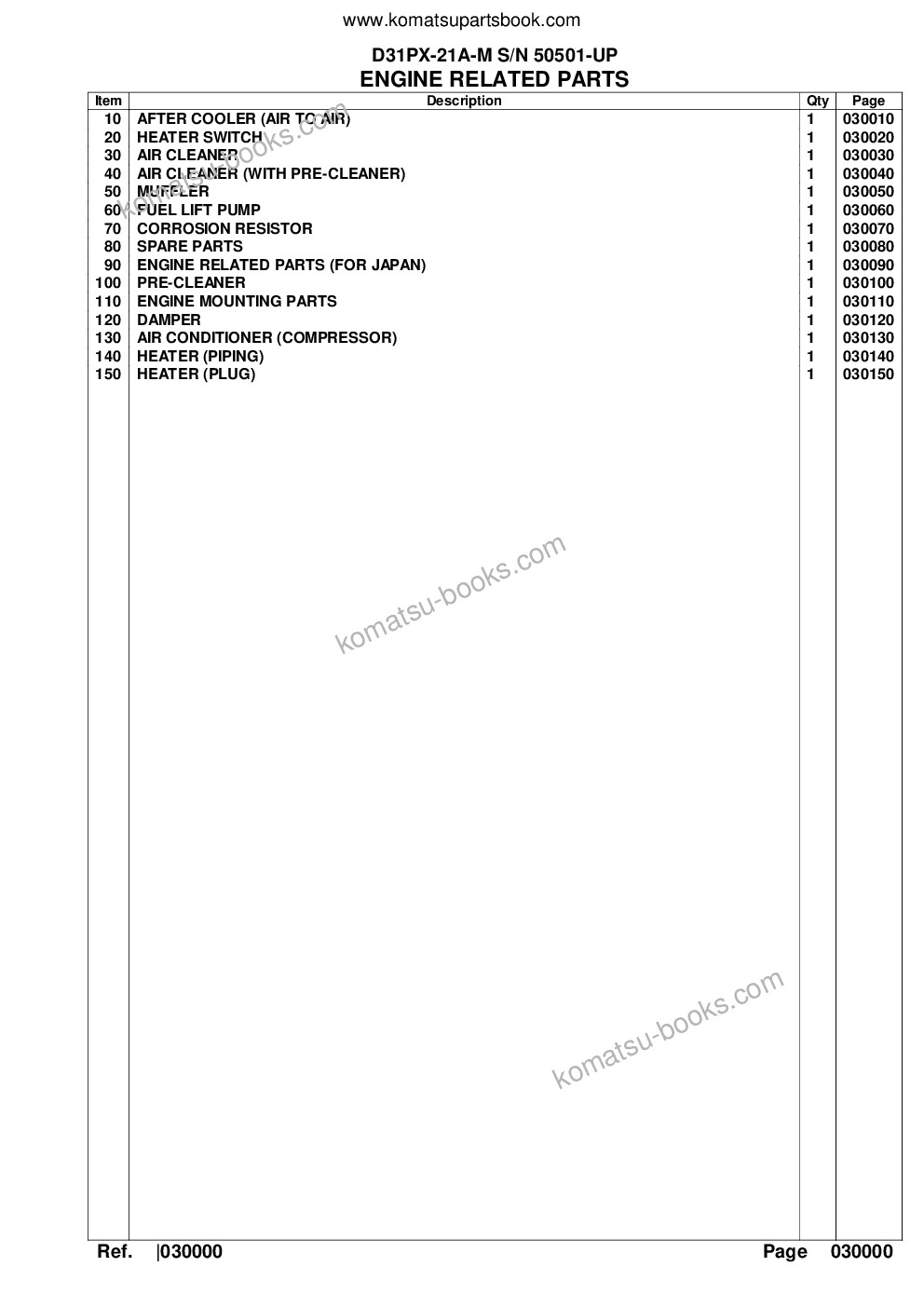 Komatsu d31px-21a-m s/n 50501-up Parts catalog cover Page 2