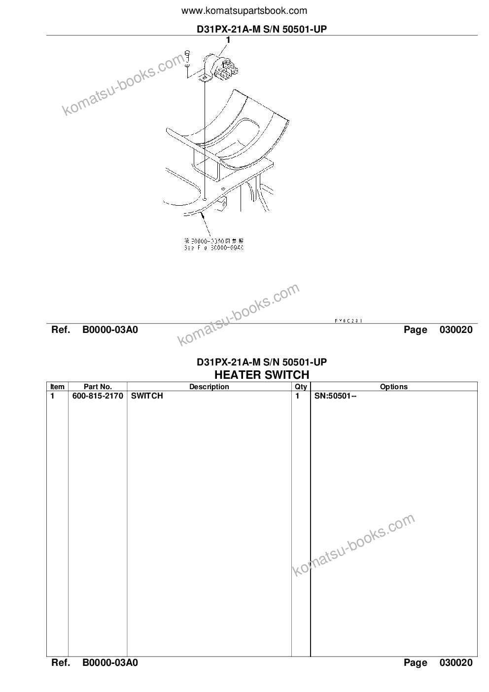 Komatsu d31px-21a-m s/n 50501-up Parts catalog cover Page 4