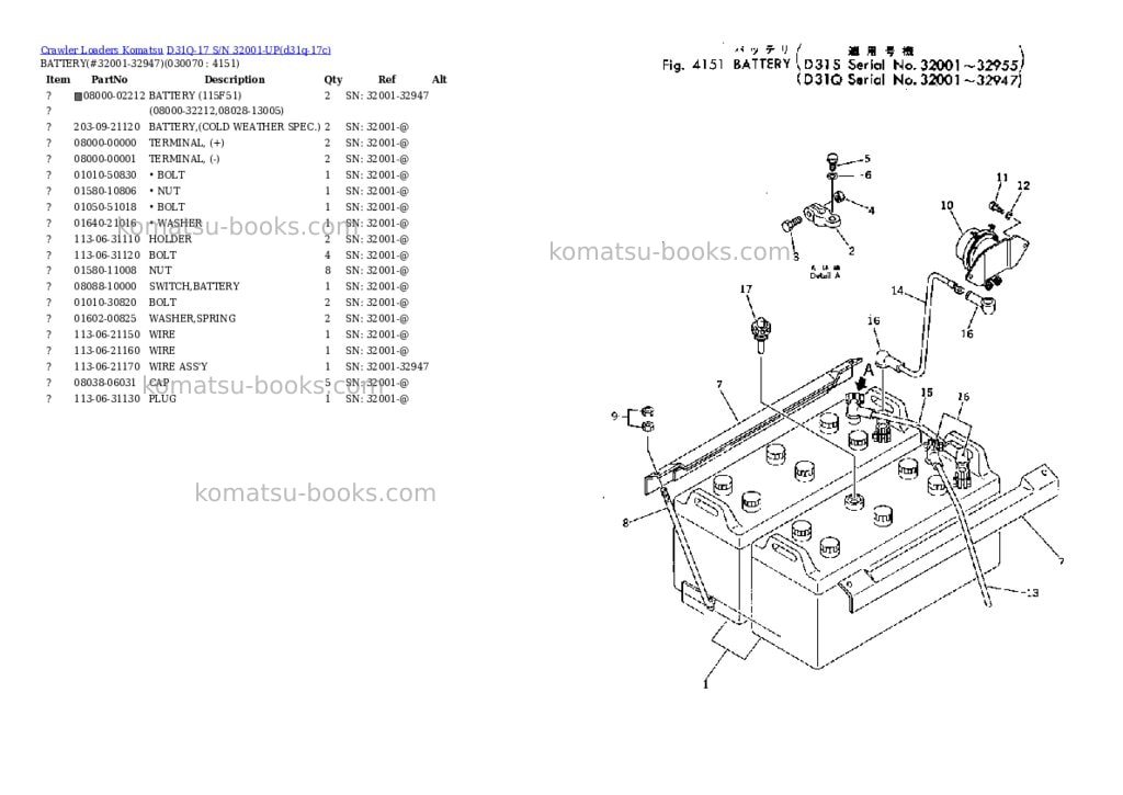 Komatsu d31q-17 s/n 32001-up Parts catalog cover Page 6