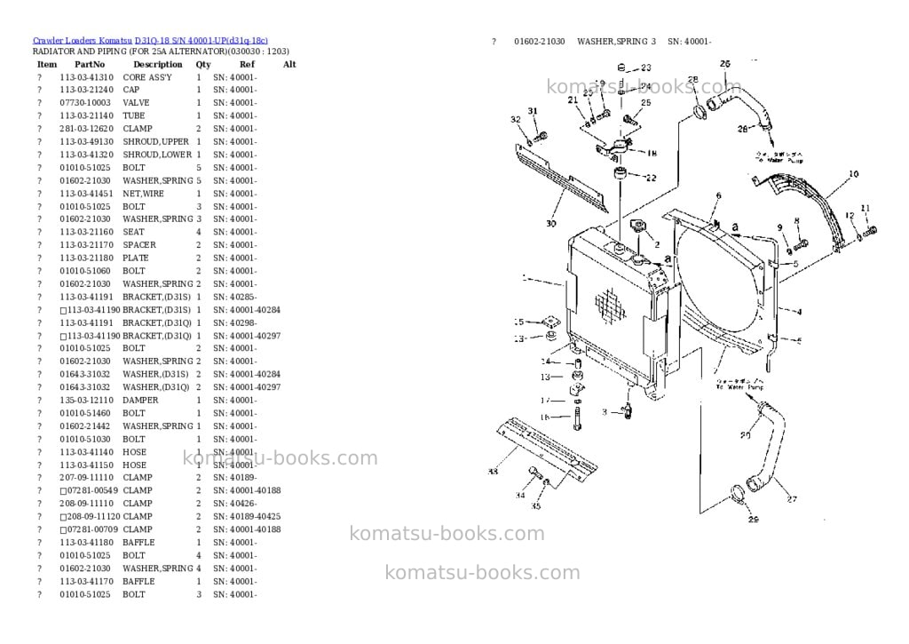 Komatsu D31Q-18 S/N 40001-UP Parts catalog cover Page 2