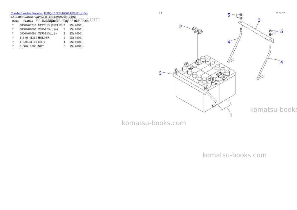 Komatsu D31Q-18 S/N 40001-UP Parts catalog cover Page 9