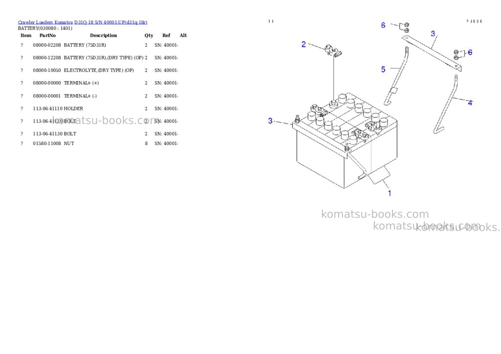 Komatsu d31q-18 s/n 40001-up Parts catalog cover Page 7