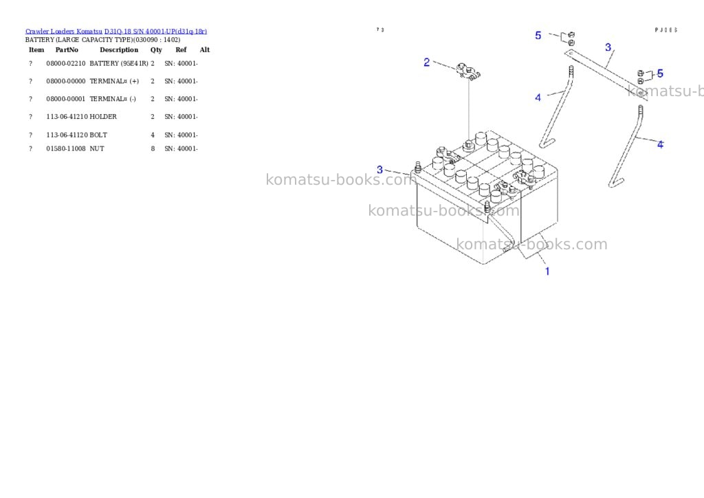 Komatsu d31q-18 s/n 40001-up Parts catalog cover Page 8