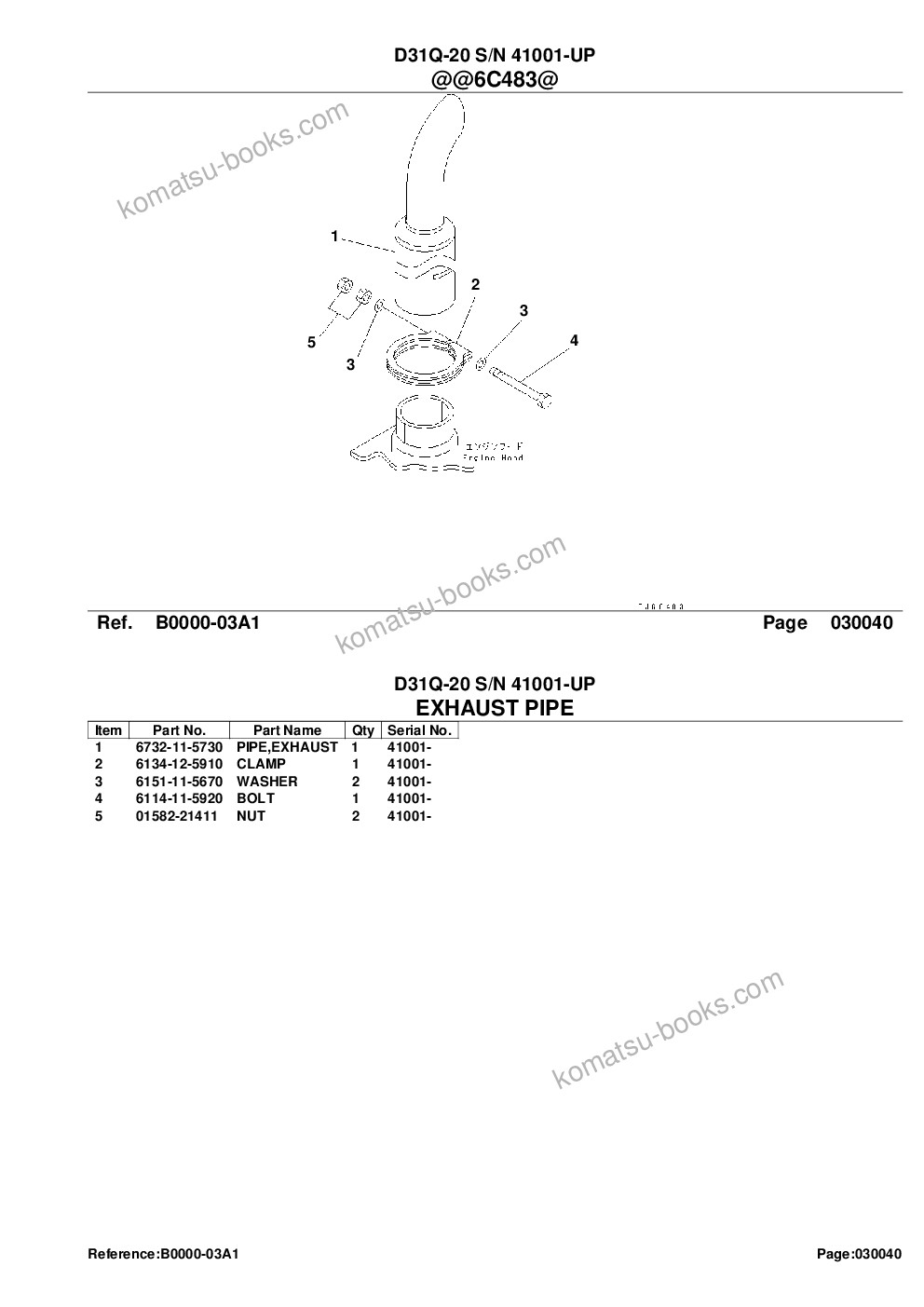 Komatsu d31q-20 s/n 41001-up Parts catalog cover Page 6