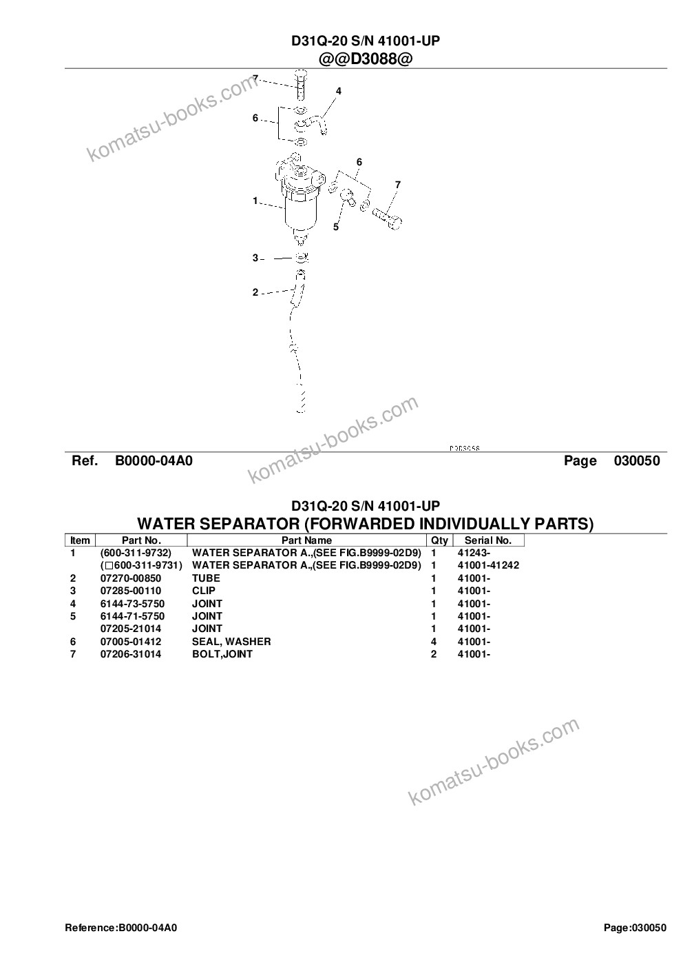 Komatsu d31q-20 s/n 41001-up Parts catalog cover Page 7
