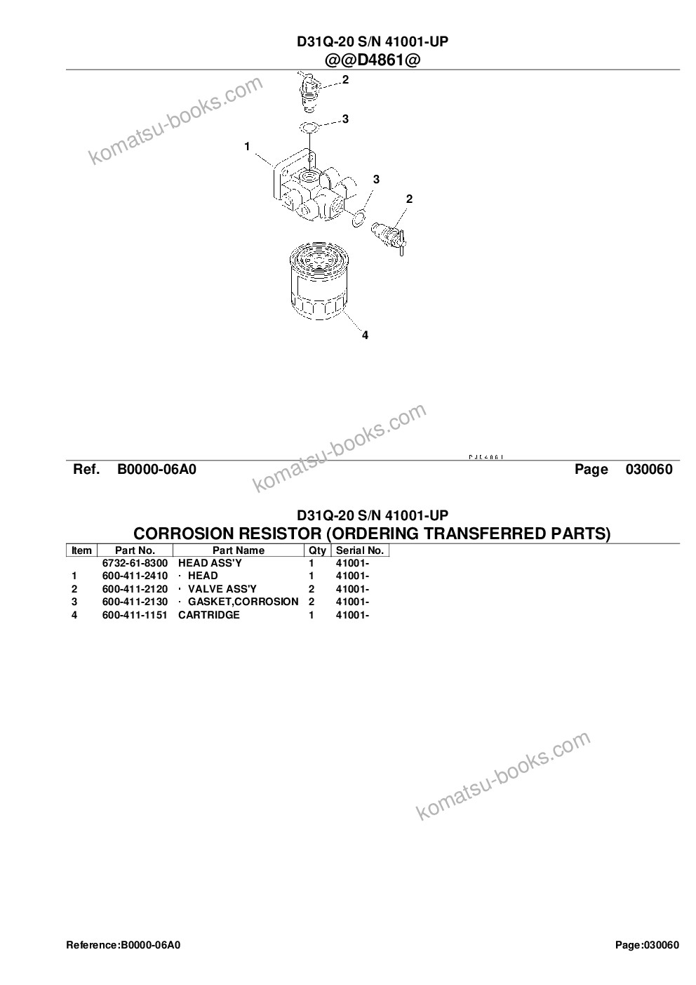Komatsu d31q-20 s/n 41001-up Parts catalog cover Page 8