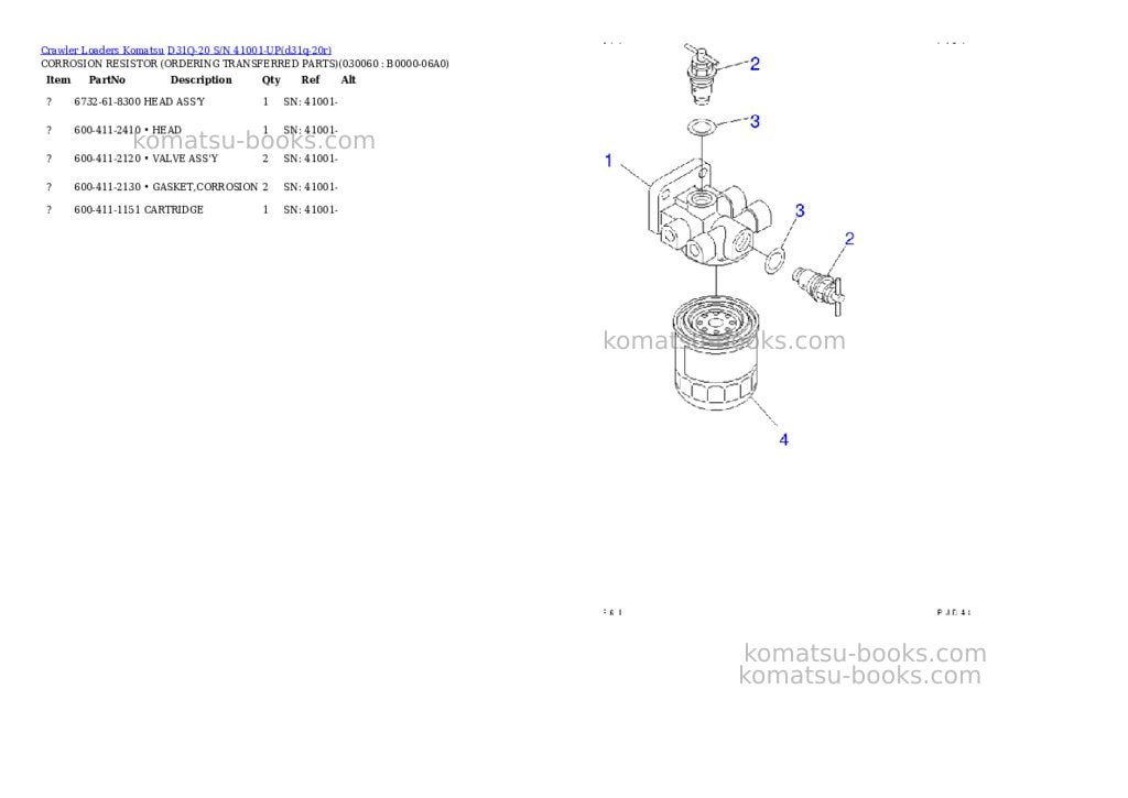 Komatsu D31Q-20 S/N 41001-UP Parts catalog cover Page 5