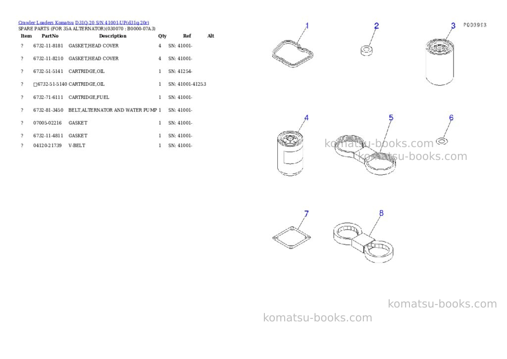 Komatsu D31Q-20 S/N 41001-UP Parts catalog cover Page 6