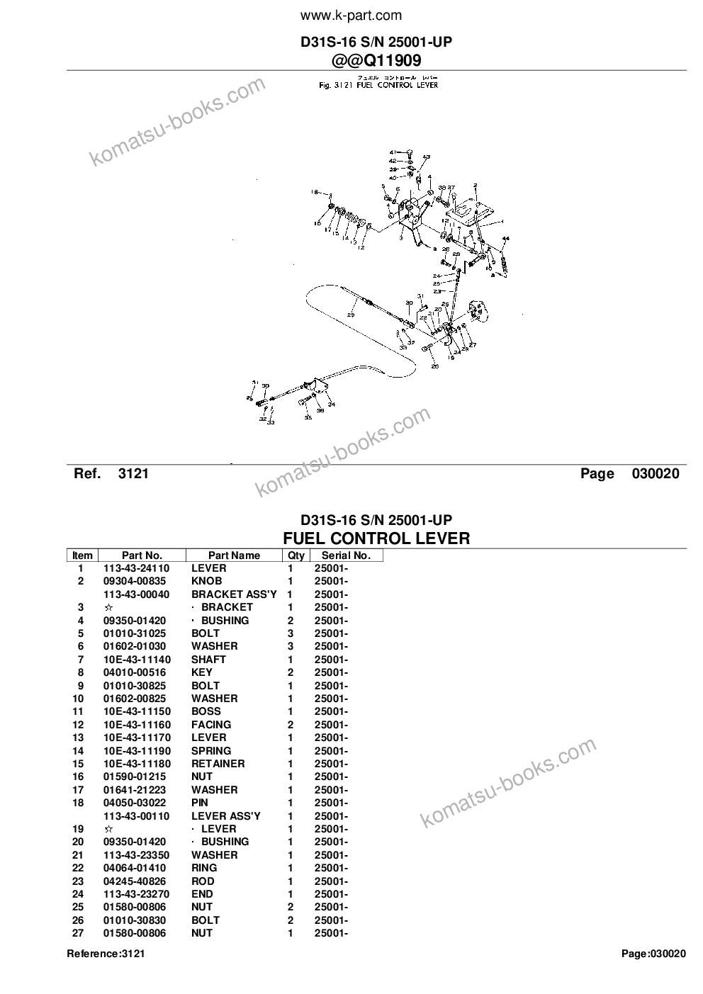 Komatsu d31s-16 s/n 25001-up Parts catalog cover Page 4 Komatsu d31s-16 s/n 25001-up Parts catalog cover Page 4