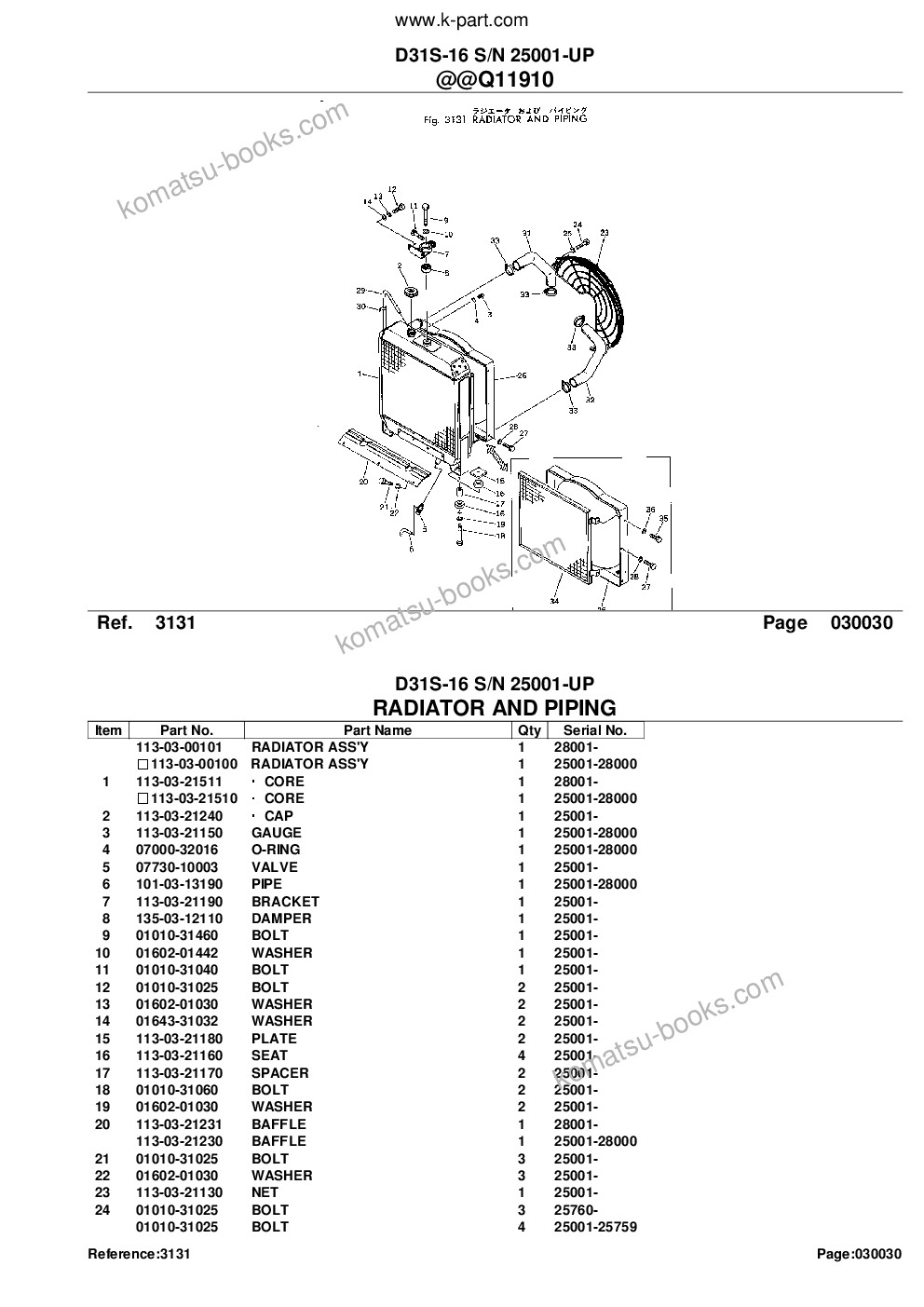 Komatsu d31s-16 s/n 25001-up Parts catalog cover Page 6 Komatsu d31s-16 s/n 25001-up Parts catalog cover Page 6