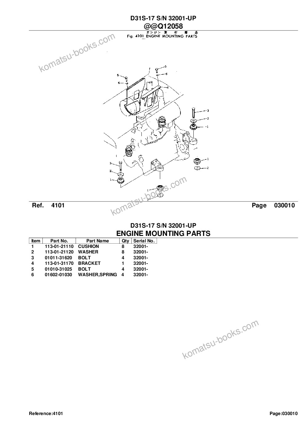 Komatsu D31S-17 S/N 32001-UP Parts catalog cover Page 3