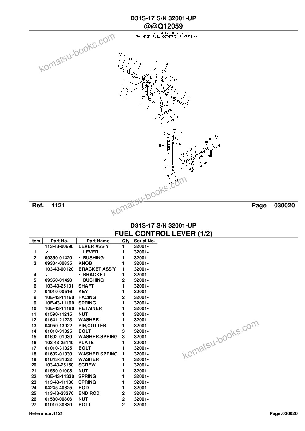 Komatsu D31S-17 S/N 32001-UP Parts catalog cover Page 4