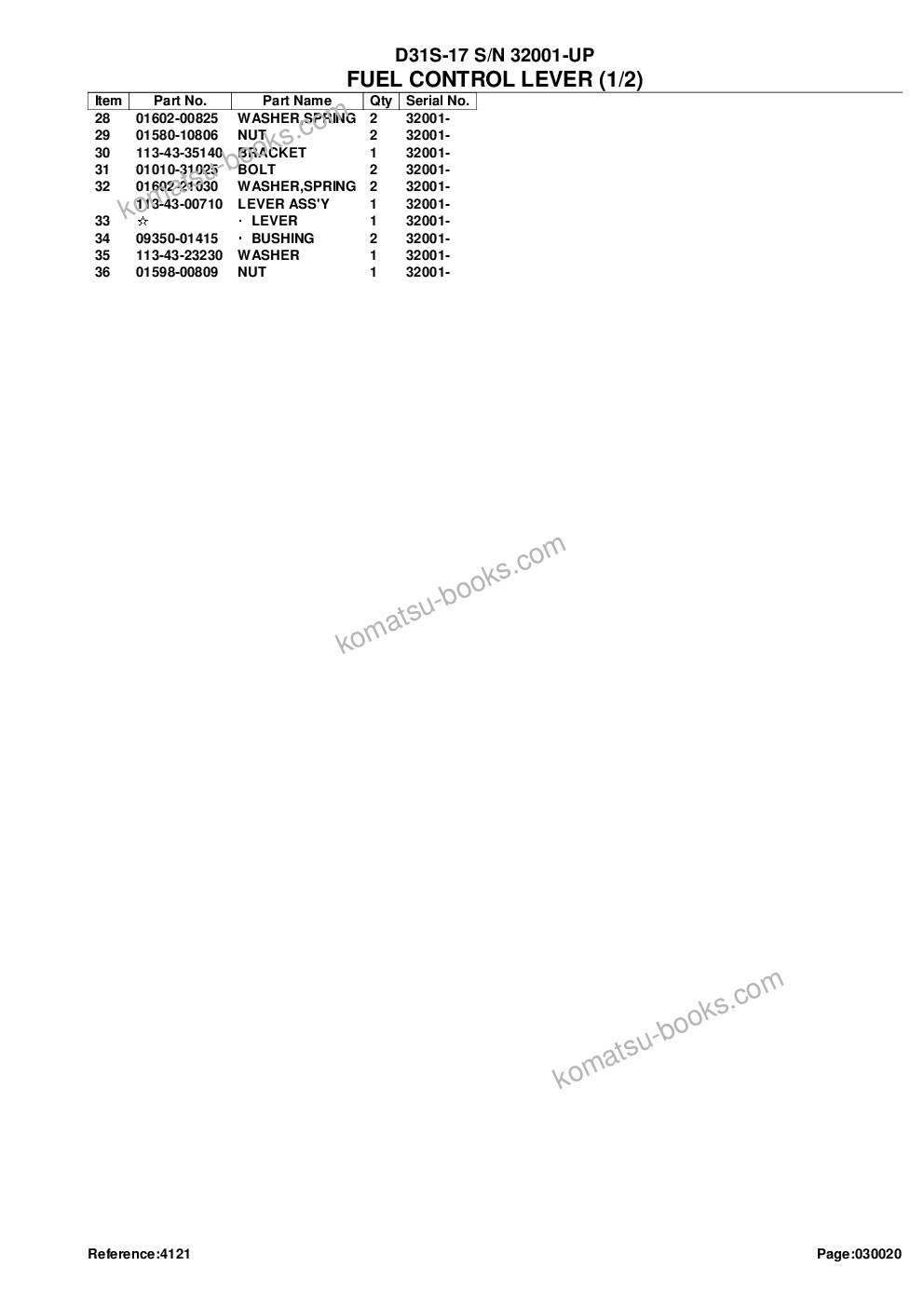 Komatsu D31S-17 S/N 32001-UP Parts catalog cover Page 5